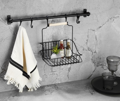 SAS Ferforje Metal Sepet Askı ve Kanca Set Siyah - Sas Haus