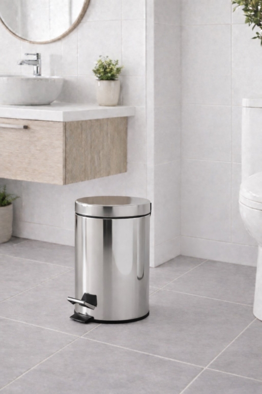 Krom 3 Lt Pedallı Banyo, Mutfak, Tuvalet Çöp Kovası - 1