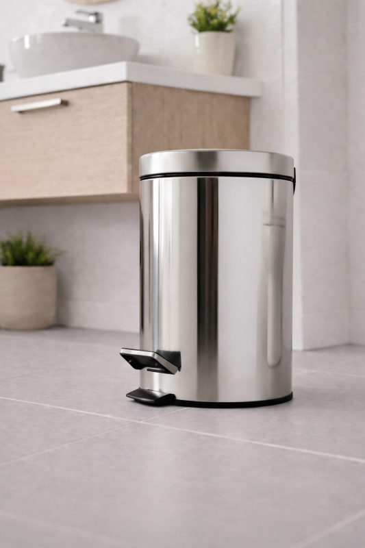 Krom 3 Lt Pedallı Banyo, Mutfak, Tuvalet Çöp Kovası - 7