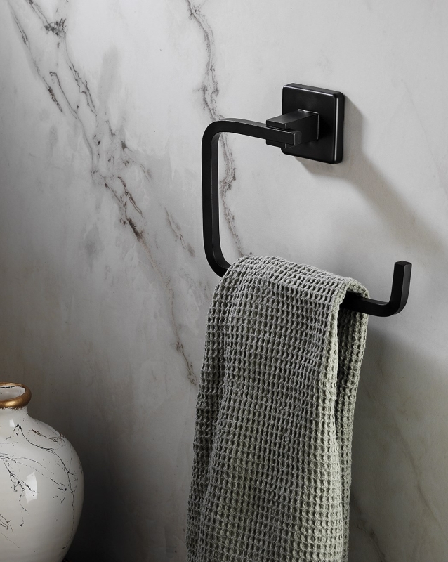 Ömür Boyu Paslanmaz Kare Havluluk Siyah Havlu Askısı - 1