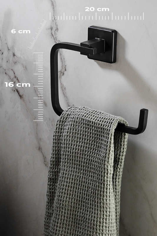 Ömür Boyu Paslanmaz Kare Havluluk Siyah Havlu Askısı - 2