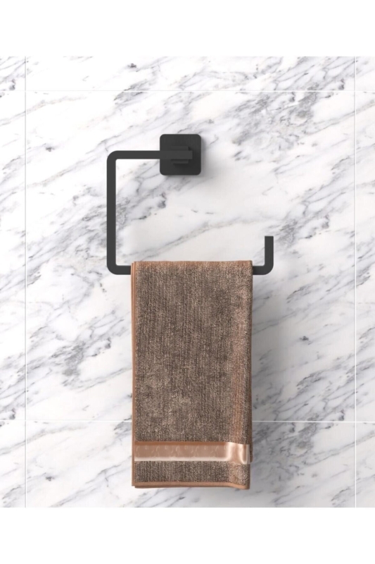 Ömür Boyu Paslanmaz Kare Havluluk Siyah Havlu Askısı - 4