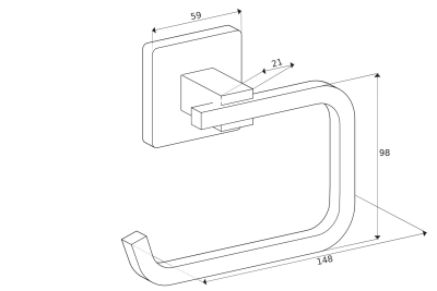 Ömür Boyu Paslanmaz Kare Havluluk Siyah Havlu Askısı - 5
