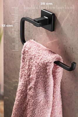 Ömür Boyu Paslanmaz Siyah Solo Havluluk Ve Havlu Askılığı - 2
