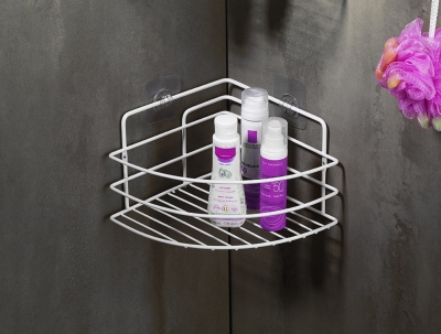 SAS Ömür Boyu Paslanmaz Yapışkanlı Banyo Köşeliği Düzenleyici Şampuanlık Duş Rafı Beyaz TK-01 - Sas Haus