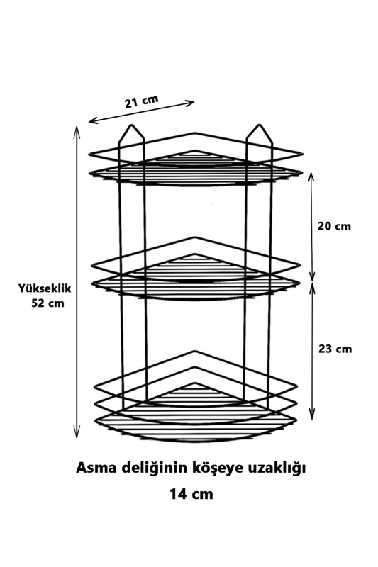 Siyah Ömür Boyu Paslanmaz, Yapışkanlı Banyo Köşeliği, Duş Rafı, Şampuanlık Düzenleyici - 3