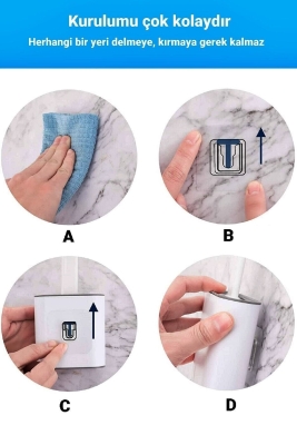 Beyaz Silikon Banyo, Tuvalet, Klozet Temizleme Fırçası ve Tutucu Set - 4