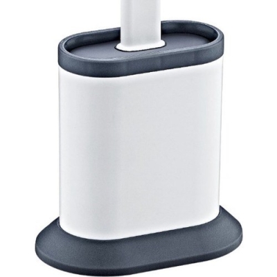 Beyaz Silikon Banyo, Tuvalet, Klozet Temizleme Fırçası ve Tutucu Set - 6