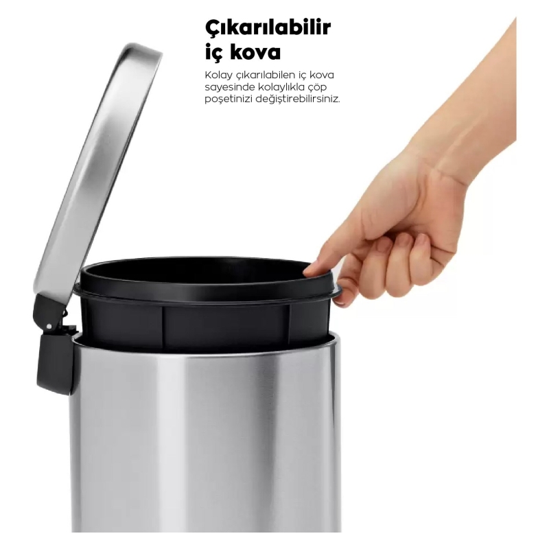 Siyah 5 Lt Çöp Kovası - WC/Tuvalet, Klozet Fırçası 2'li Set - 4