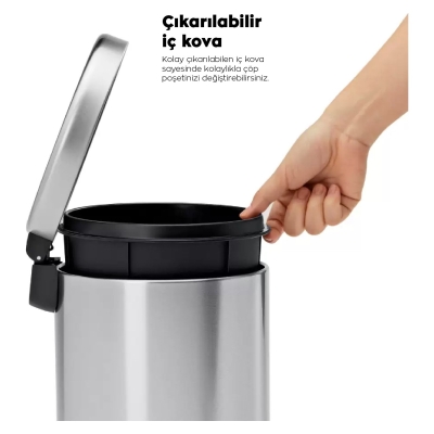 Siyah 5 Lt Çöp Kovası - WC/Tuvalet, Klozet Fırçası 2'li Set - 4