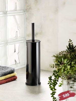 SAS Siyah çöp kovası wc fırça sıvı sabunluk diş fırçalık set 4 lü set 3 lt - 3