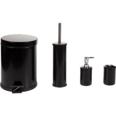 SAS Siyah çöp kovası wc fırça sıvı sabunluk diş fırçalık set 4 lü set 3 lt - 6
