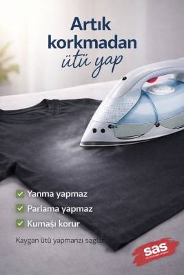 Teflon Ütü Altlığı Yanmaz Parlama Önleyici Ütü Koruma Aparatı Kaygan Taban Tüm Ütülerle Uyumlu - Sas Haus