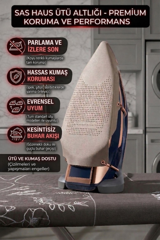 Teflon Ütü Altlığı Yanmaz Parlama Önleyici Ütü Koruma Aparatı Kaygan Taban Tüm Ütülerle Uyumlu - 1