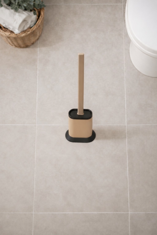 Silikon Tuvalet Fırçası Pratik Silikon Wc Klozet Fırçası Bej S-210 - 2