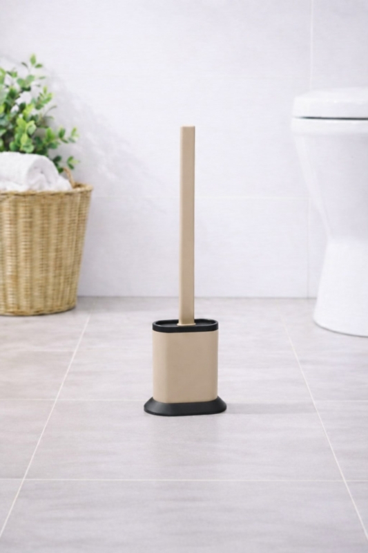 Silikon Tuvalet Fırçası Pratik Silikon Wc Klozet Fırçası Bej S-210 - 4