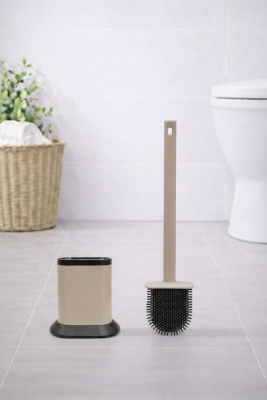 Silikon Tuvalet Fırçası Pratik Silikon Wc Klozet Fırçası Bej S-210 - 6