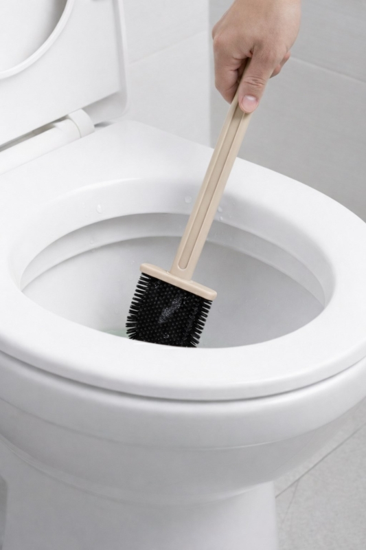 Silikon Tuvalet Fırçası Pratik Silikon Wc Klozet Fırçası Bej S-210 - 7