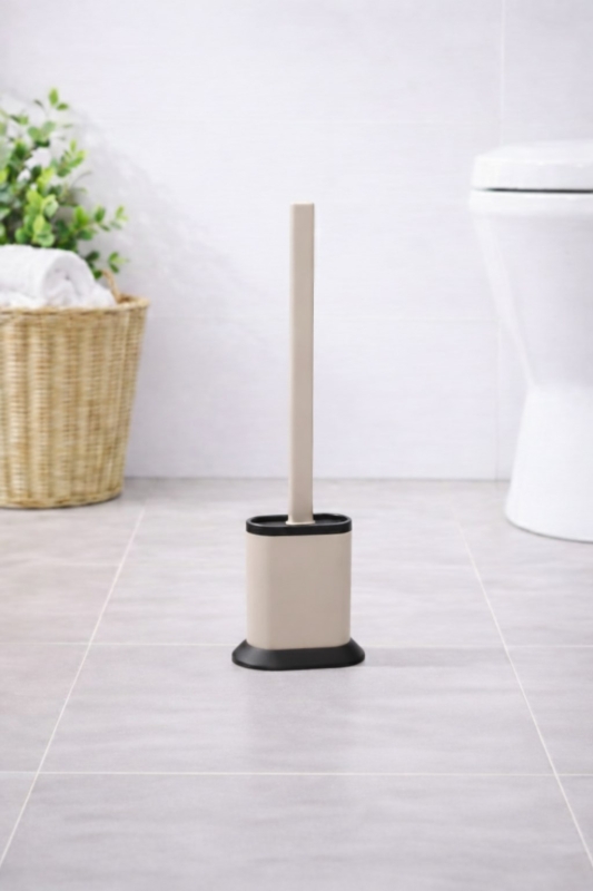 Silikon Tuvalet Fırçası Pratik Silikon Wc Klozet Fırçası Bej S-210 - 1