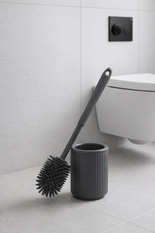 Silikon Tuvalet Fırçası Pratik Silikon Wc Klozet Fırçası Gri 3025 - 5