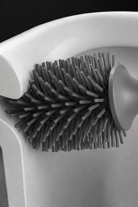 Silikon Tuvalet Fırçası Pratik Silikon Wc Klozet Fırçası Gri 3025 - 8