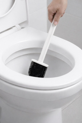 Silikon Tuvalet Fırçası Pratik Silikon Wc Klozet Fırçası Kare Beyaz S-220 - 6