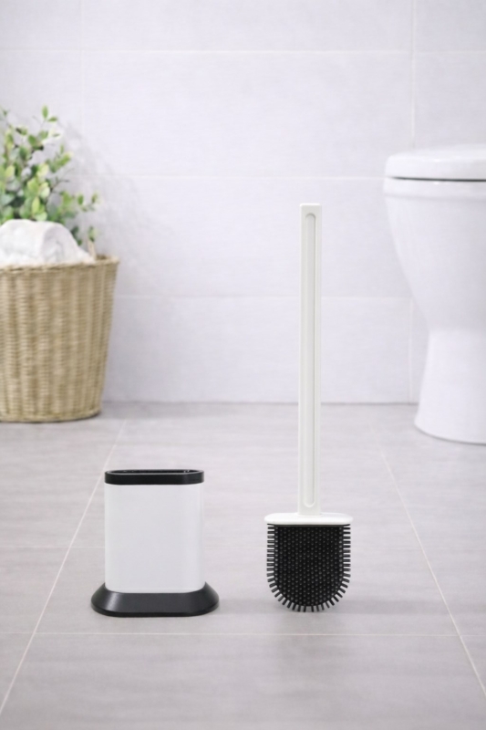 Silikon Tuvalet Fırçası Pratik Silikon Wc Klozet Fırçası Kare Beyaz S-220 - 7