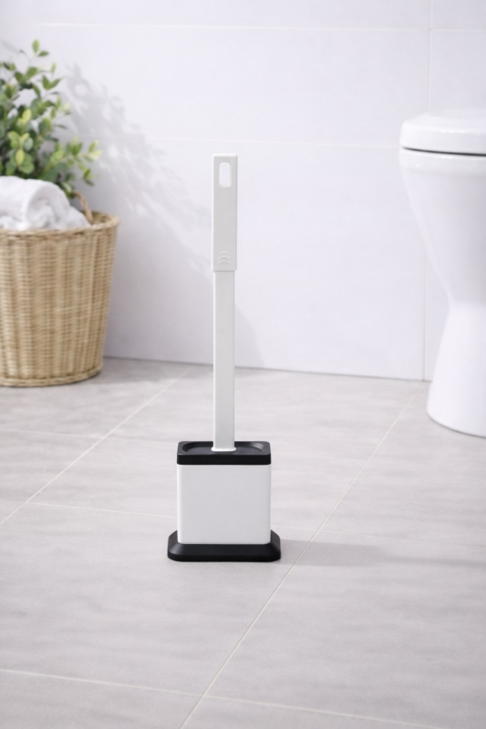 Silikon Tuvalet Fırçası Pratik Silikon Wc Klozet Fırçası Kare Beyaz S-220 - 1