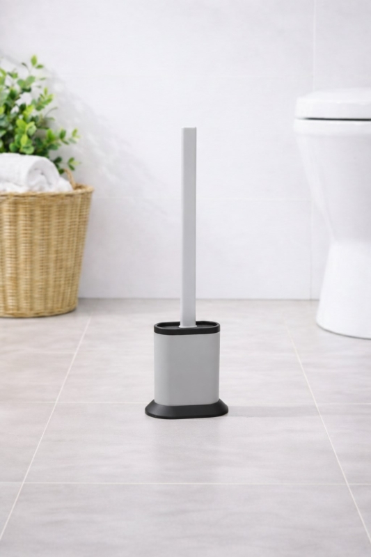 Silikon Tuvalet Fırçası Pratik Silikon Wc Klozet Fırçası Oval Gri S-210 - 1