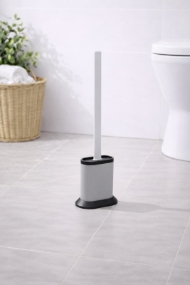 Silikon Tuvalet Fırçası Pratik Silikon Wc Klozet Fırçası Oval Gri S-210 - 2