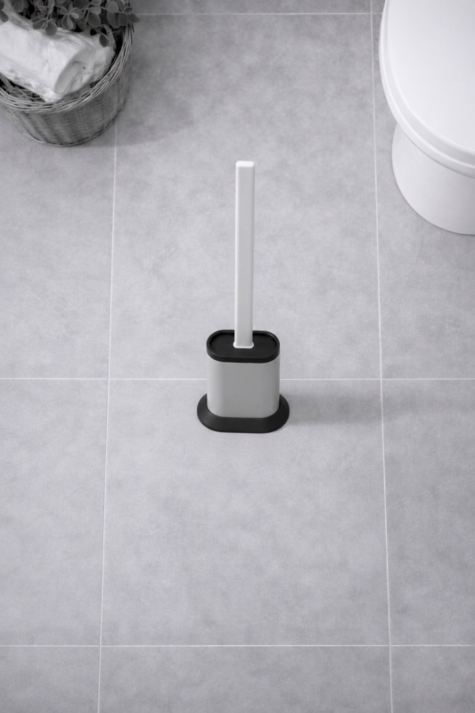 Silikon Tuvalet Fırçası Pratik Silikon Wc Klozet Fırçası Oval Gri S-210 - 3