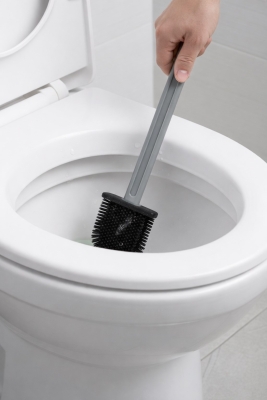 Silikon Tuvalet Fırçası Pratik Silikon Wc Klozet Fırçası Oval Gri S-210 - 7