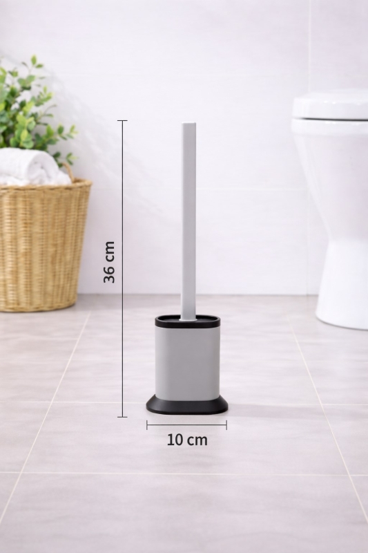 Silikon Tuvalet Fırçası Pratik Silikon Wc Klozet Fırçası Oval Gri S-210 - 8