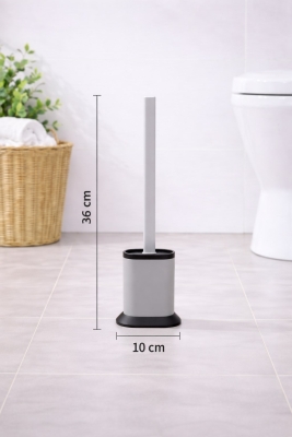 Silikon Tuvalet Fırçası Pratik Silikon Wc Klozet Fırçası Oval Gri S-210 - 8