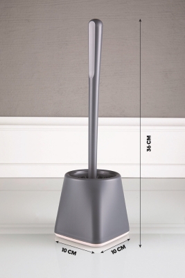 Silikon Wc Tuvalet Banyo Fırçası Klozet Fırçası Kare Gri - 3