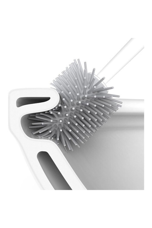 Silikon Wc Tuvalet Banyo Fırçası Klozet Fırçası Oval Siyah - 4