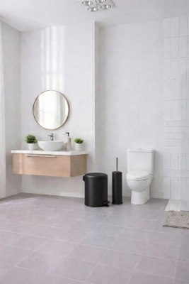 Siyah 2'li Banyo Seti - Metal Çöp Kovası 3 Lt Ve Wc Fırçası Takımı Elit 7200 - 8