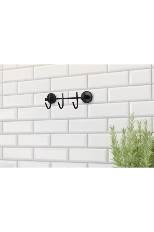 Siyah 4'lü Sıra Askı Wc Askı Banyo Mutfak Düzenleyici Askısı - 1