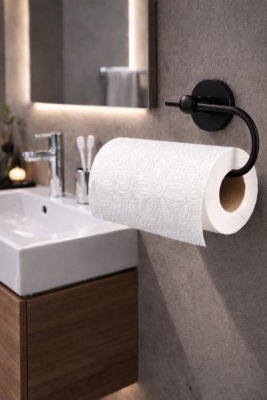 Yapışkanlı Siyah Solo Havluluk Duvar Tipi Delme Gerektirmez Havlu Askılığı S-110 - Sas Haus