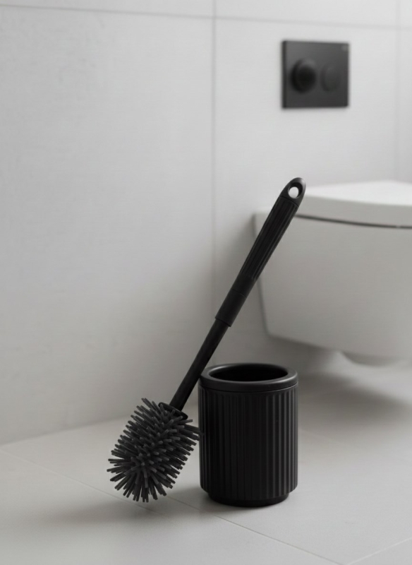 Siyah Silikon Tuvalet Fırçası Pratik Silikon WC, Klozet Fırçası - 5
