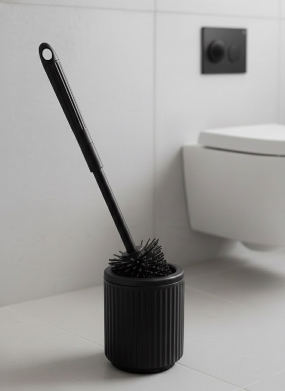 Siyah Silikon Tuvalet Fırçası Pratik Silikon WC, Klozet Fırçası - 6