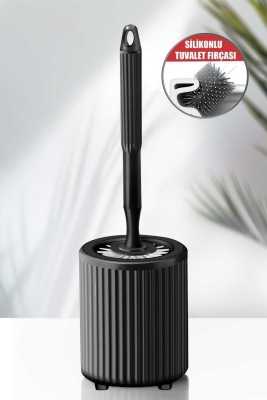Siyah Silikon Tuvalet Fırçası Pratik Silikon WC, Klozet Fırçası - 2