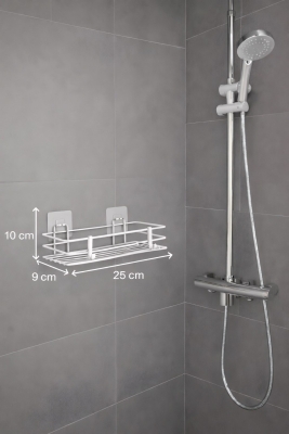 Tek Katlı Duş Rafı – Kancalı Banyo Şampuanlık & Organizer 2 Adet Beyaz TŞ-01 - 7