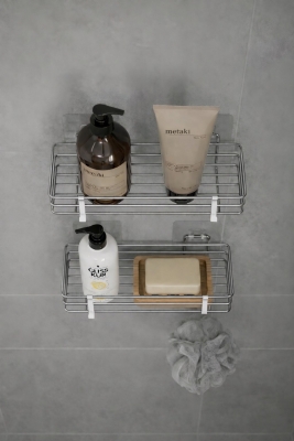 Tek Katlı Duş Rafı – Kancalı Banyo Şampuanlık & Organizer 2 Adet Krom TŞ-01 - 2