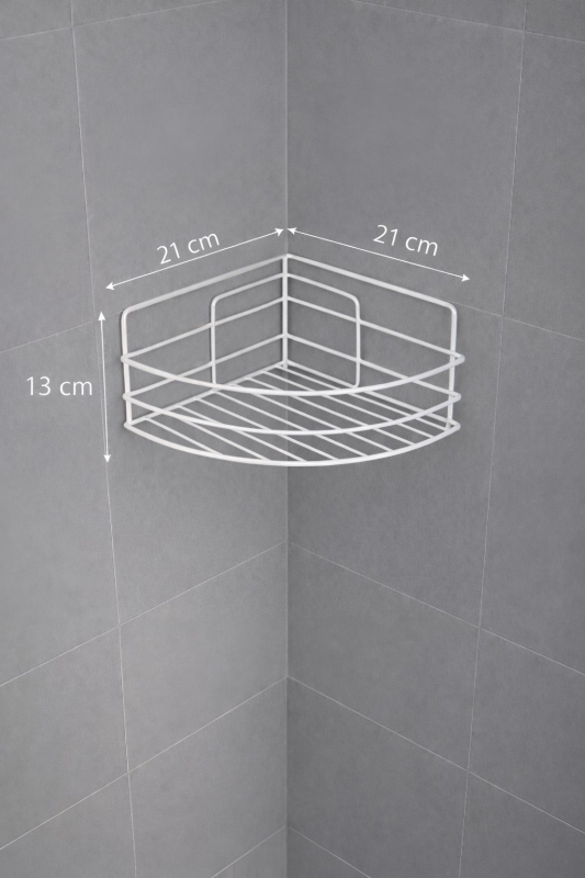 Tek Katlı Köşe Duş Rafı – Kancalı Banyo Şampuanlık & Organizer 2 Adet Beyaz TK-01 - 7