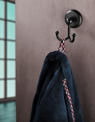 Yapışkanlı Bornoz Havlu Askılğı Çatallı Askılık Siyah S-112 KASA:2 - Sas Haus