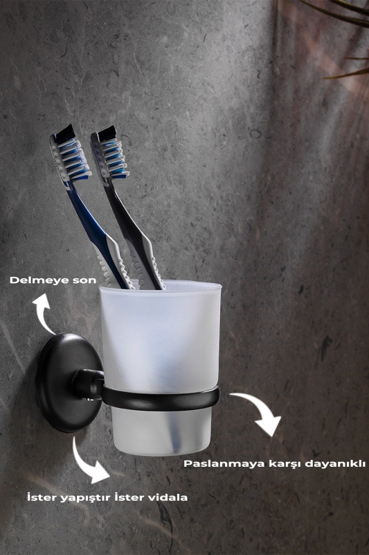 Yapışkanlı Diş Fırçalık Siyah S-104 KASA - 10 - 3