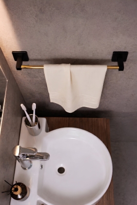 Yapışkanlı Gold Halka Havluluk Duvar Tipi Delme Gerektirmez Banyo Havlu Askılığı S-101 KTG - 4