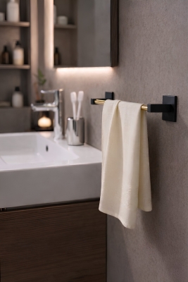 Yapışkanlı Gold Halka Havluluk Duvar Tipi Delme Gerektirmez Banyo Havlu Askılığı S-101 KTG - 6