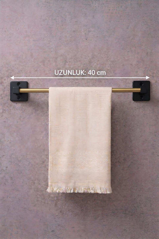 Yapışkanlı Gold Halka Havluluk Duvar Tipi Delme Gerektirmez Banyo Havlu Askılığı S-101 KTG - 7
